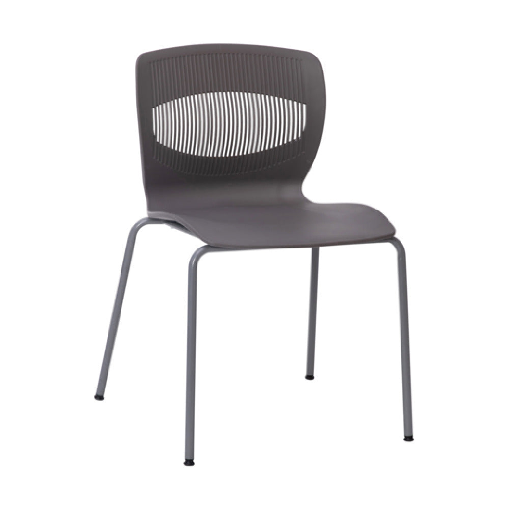 Flash Furniture RUT-NC618-GY-GG HERCULES Series Commercial Grade 770 Lb. Capacity Ergonomic Stack Chair With Lumbar Support And Silver Steel Frame Gray