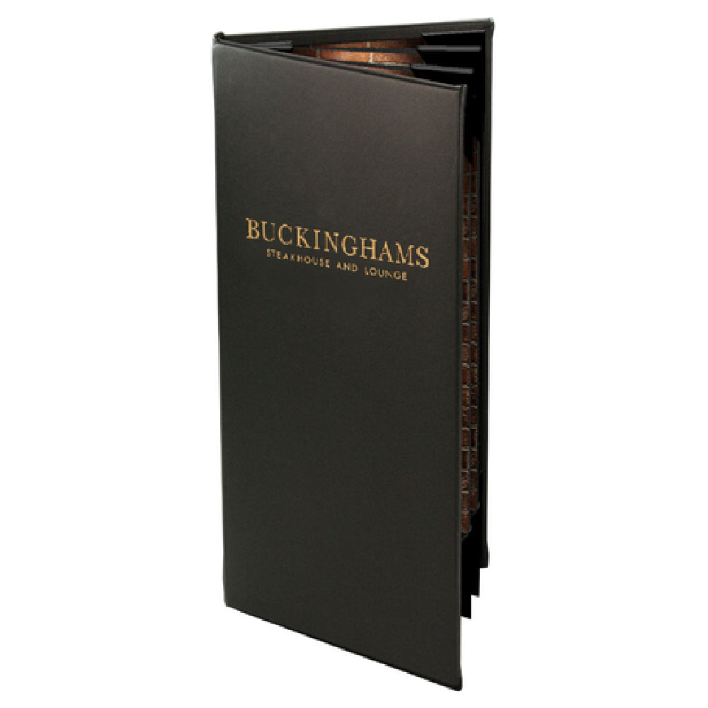 Menu Solutions MAJ60BA Menu Cover Holds 4-1/4" X 11" Inserts Quad Panel Booklet With 6 Views