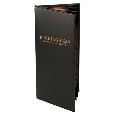 Menu Solutions MAJ60BA Menu Cover Holds 4-1/4" X 11" Inserts Quad Panel Booklet With 6 Views