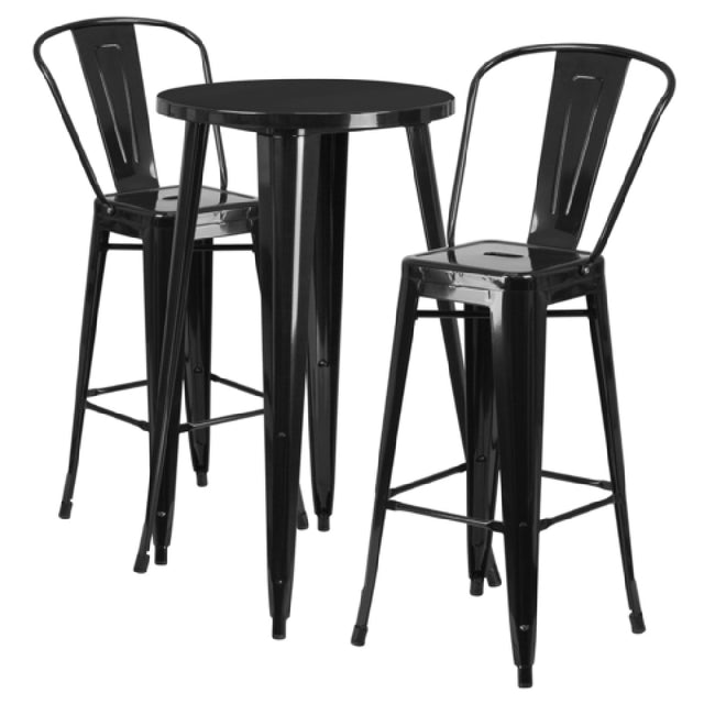 Flash Furniture CH-51080BH-2-30CAFE-BK-GG Table And Bar Stool Set Includes (1) 24" Dia. X 41"H Table