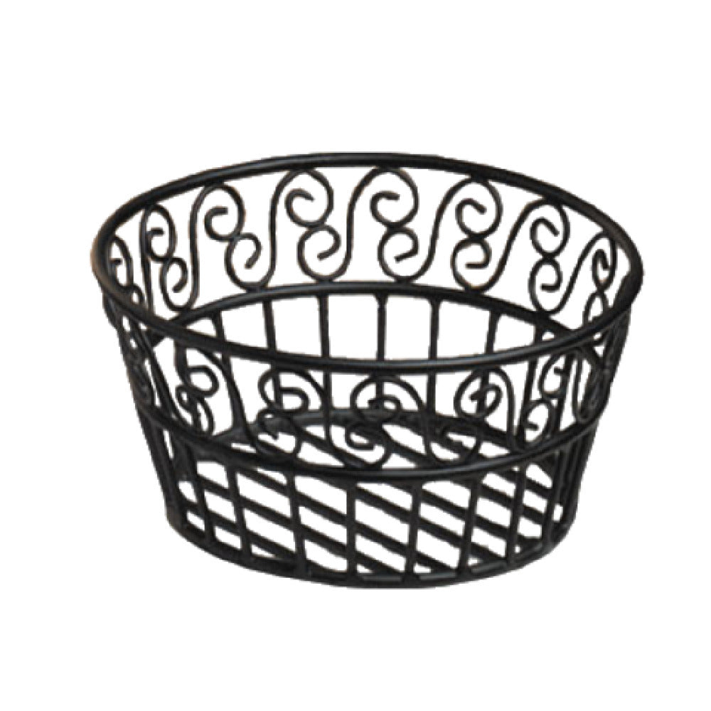 American Metalcraft BLSB93 Bread Basket 9" Dia. X 3-5/8"H Black Scroll Design