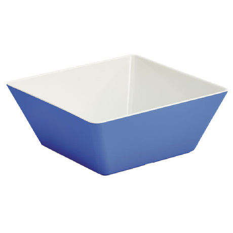 Vollrath V2220330 Melamine Bowl Large Square Blue. 3 3/16 QT. 9 1⁄2" W X 9 1⁄2" L X 3 15⁄16" H. Dishwasher Safe.