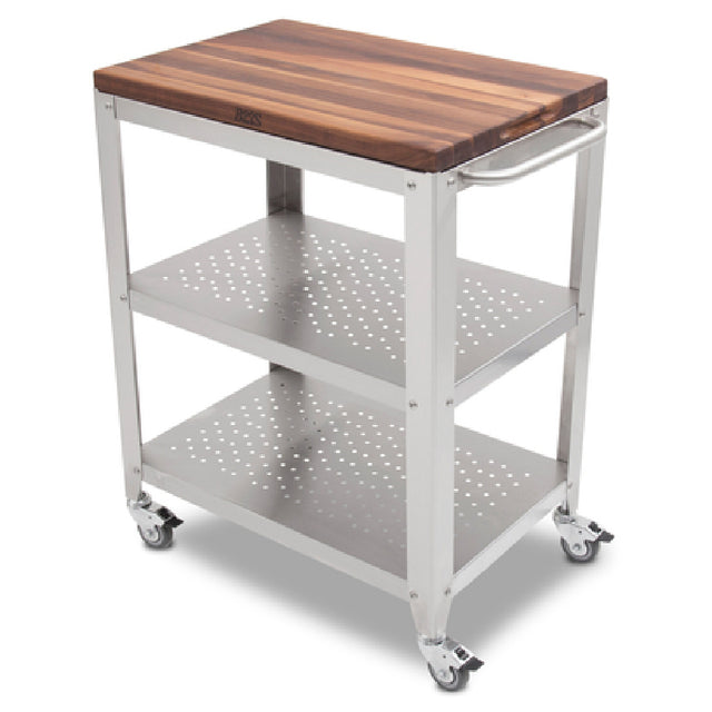 John Boos WAL-CU-CULART30 Cucina Culinarté Cart 30"W X 18-1/8"D X 36"H Removable 1-1/2" Thick Edge Grain Cutting Board Top