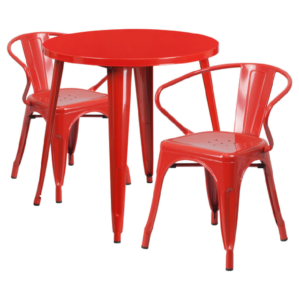 Flash Furniture CH-51090TH-2-18ARM-RED-GG Table And Chair Set Includes (1) 30" Dia. X 29-1/2"H Table