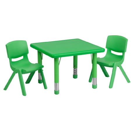 Flash Furniture YU-YCX-0023-2-SQR-TBL-GREEN-R-GG Preschool Activity Table Set Includes (1) Table: 24"W X 24"D X 14-1/2" 23-3/4"H