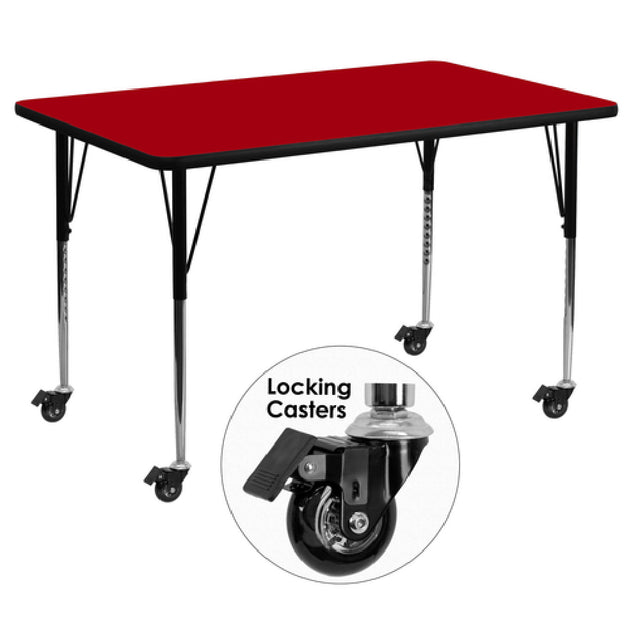 Flash Furniture XU-A3060-REC-RED-T-A-CAS-GG Activity Table 60"W X 30"D X 22-1/4" To 30-2/5" Adjustable Height