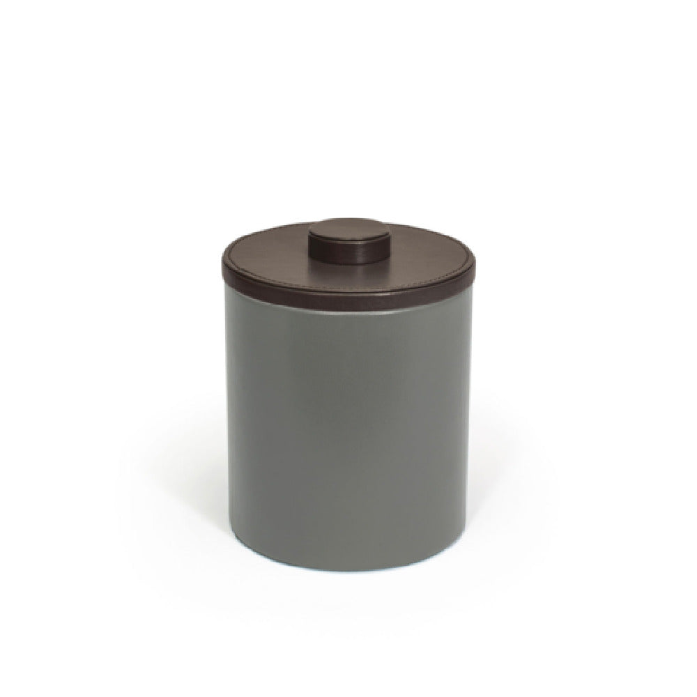 FOH RIB057GYL21 2qt Round London Ice Bucket Smoke With Brown Lid Includes One RIB014GYL21-BTM 2qt Round London Ice Bucket Base Smoke