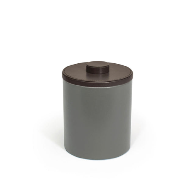 FOH RIB057GYL21 2qt Round London Ice Bucket Smoke With Brown Lid Includes One RIB014GYL21-BTM 2qt Round London Ice Bucket Base Smoke