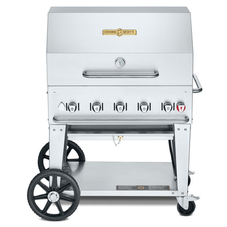 Crown Verity CV-MCB-36RDP-NG Mobile Outdoor Charbroiler Natural Gas 34" X 21" Grill Area