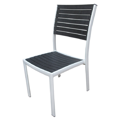 JMC Furniture MALLORY CHAIR BLACK Mallory Stacking Side Chair Outdoor Use Black Synthetic Teak Back And Seat