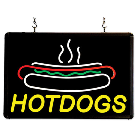 Winco 92002 Benchmark Ultra-Bright Merchandising Sign "Hotdogs LED Back Lighting