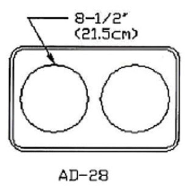 Atlas Metal AD-28 Adapter Plate With (2) 8-1/2" Inset Holes Full Perimeter Beaded Edge