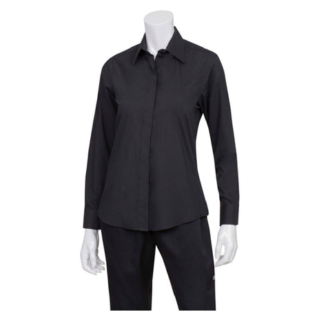 Chef Works W150BLKS Women's Essential Dress Shirt Long Sleeves Adjustable Cuffs