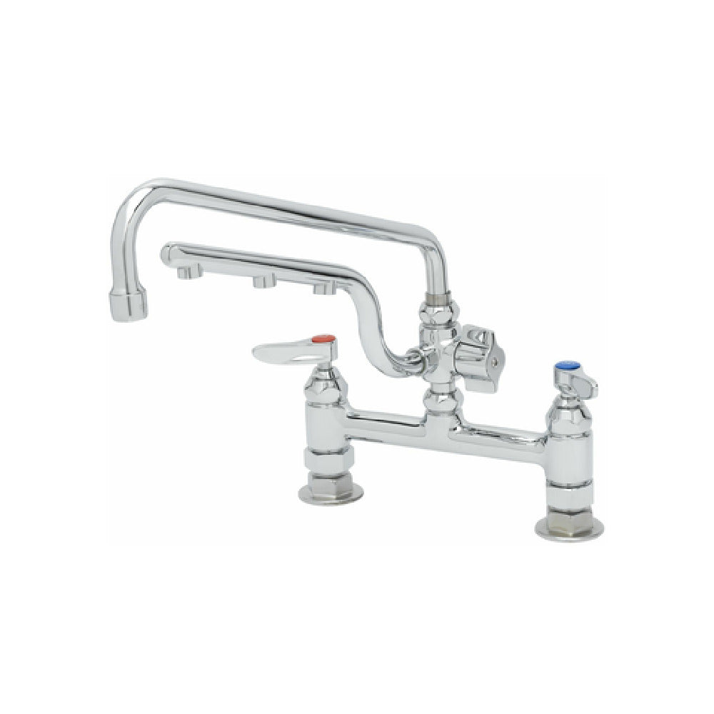 T&S Brass B-0221-U12 UltraRinse 8” Deck Mount Mixing Faucet With Polished Chrome Plated Brass Body