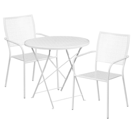 Flash Furniture CO-30RDF-02CHR2-WH-GG Patio Table Set Includes (1) Folding Table: 30" Dia. X 28"H