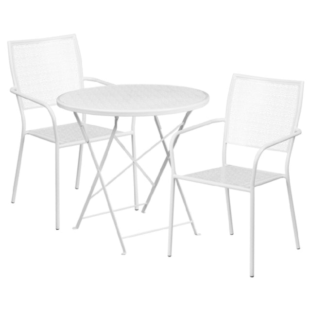 Flash Furniture CO-30RDF-02CHR2-WH-GG Patio Table Set Includes (1) Folding Table: 30" Dia. X 28"H