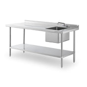 Steel Works Stainless SWSTM-3060WS-R-316 Sink Table 30" X 60" X 35-1/2"H With 2" Backsplash And 1/2" Marine Edges At 3 Sides 16ga/304 Stainless Steel