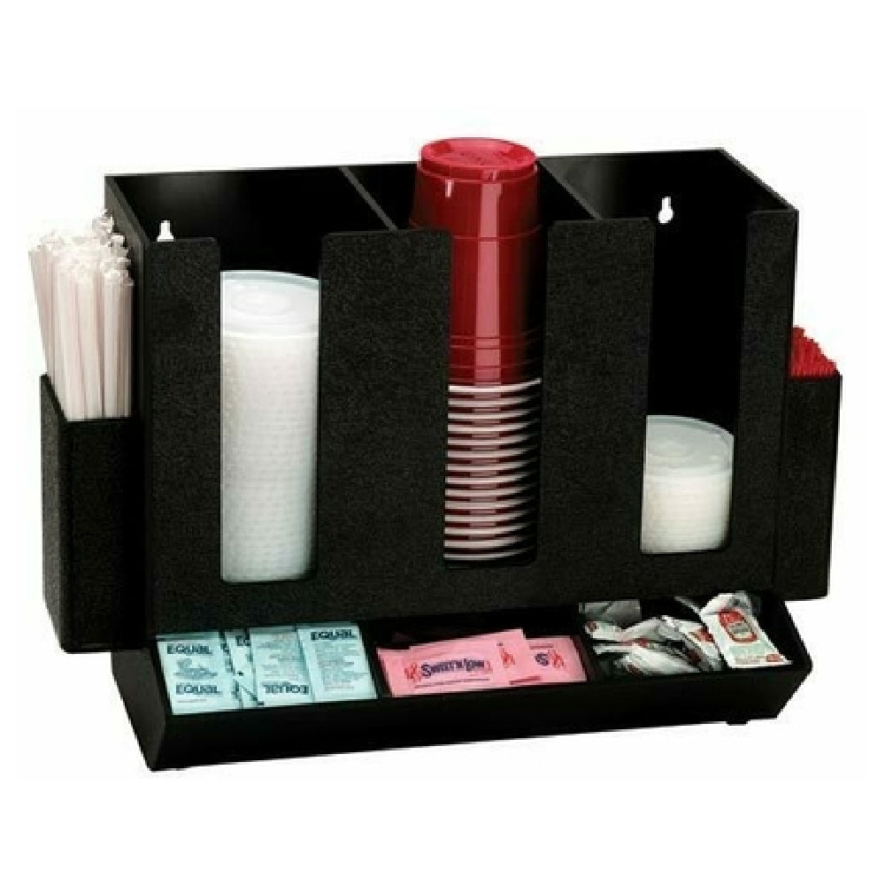 Dispense Rite HLCO-3BT Cup Lid Straw And Condiment Organizer