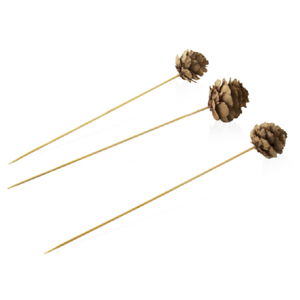 PacknWood 210BBPCO90 - Pine Cone Skewer 3.5", Biodegradable, Bamboo