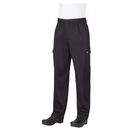 Chef Works PC001BLK3XL Cargo Pants Slimmer Fit Elastic Waistband With Drawstring