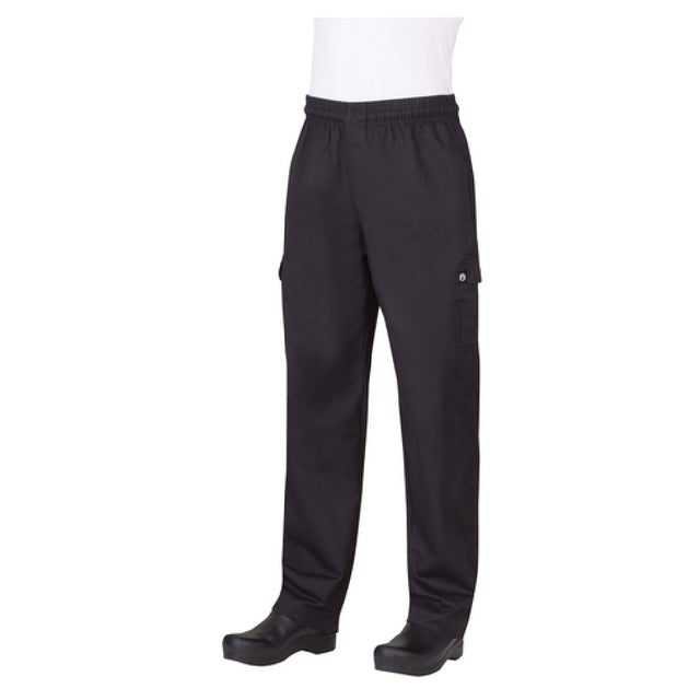 Chef Works PC001-BLK-XL Cargo Pants Slimmer Fit Elastic Waistband With Drawstring