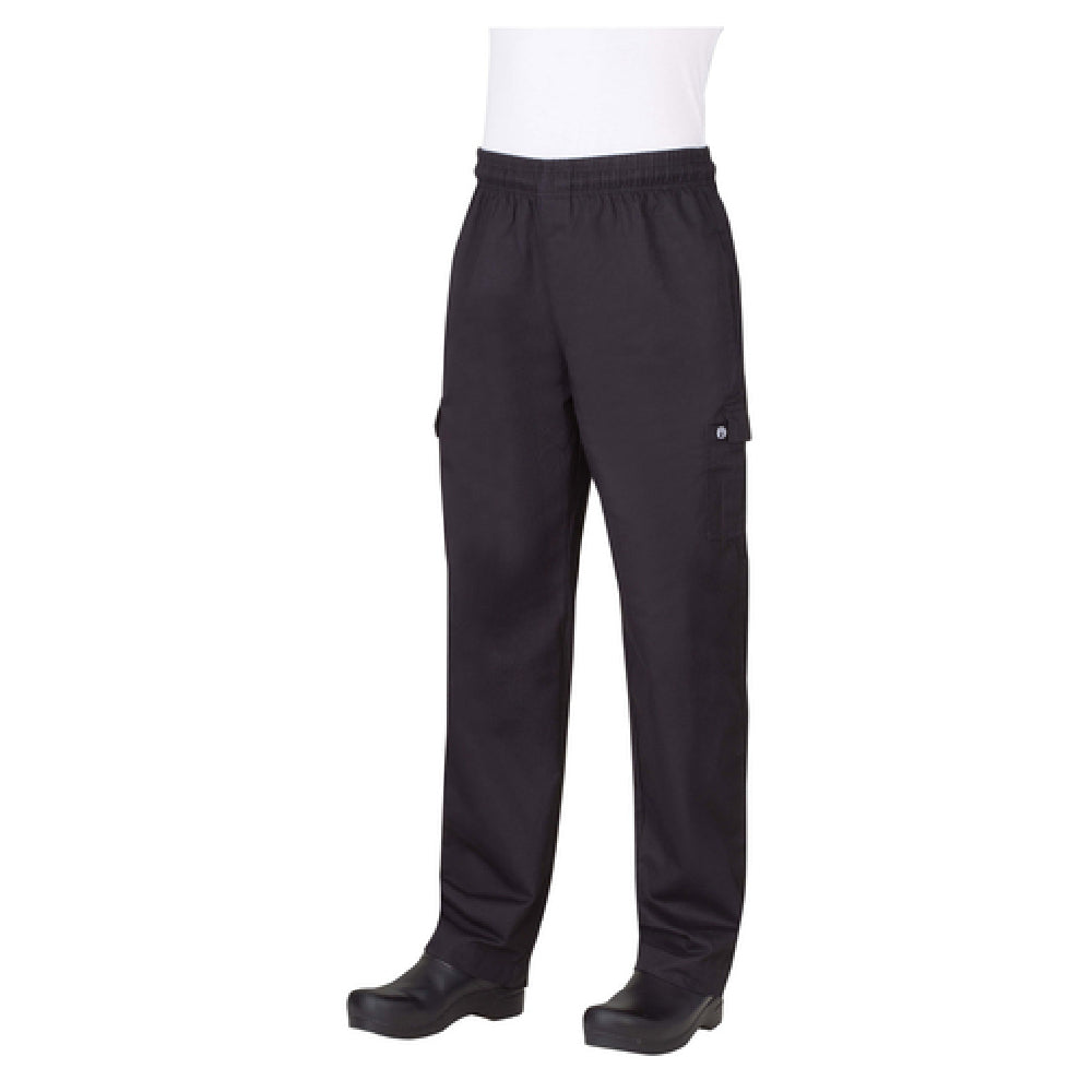 Chef Works PC001-BLK-2XL Cargo Pants Slimmer Fit Elastic Waistband With Drawstring