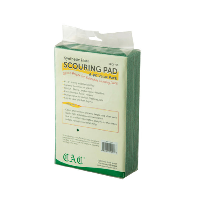 CAC China SPDF-9G Scouring Pad 6" X 9" Synthetic Fiber (6 Each Per Pack) (Qty Break = 20 Packs)