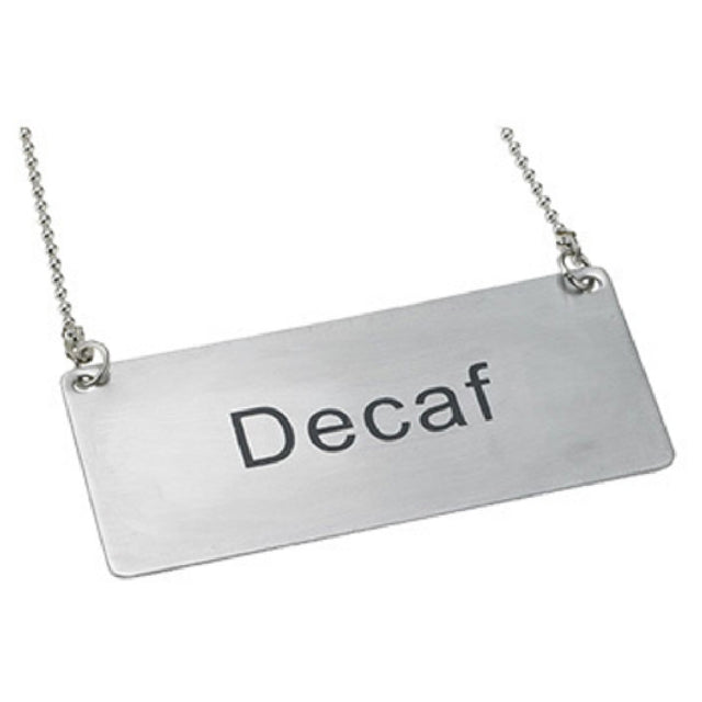 Winco SGN-202 Beverage Chain Sign "Decaf" 3-1/2"L X 1-3/4"W