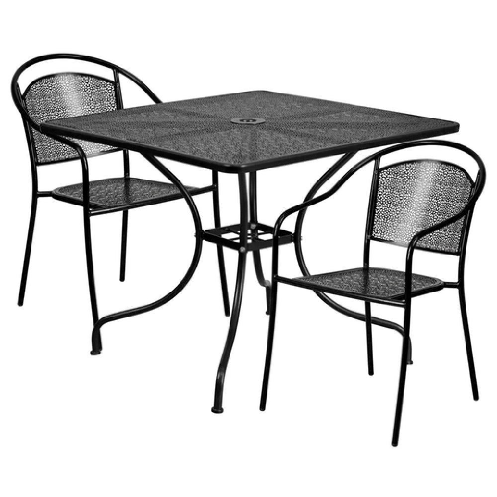 Flash Furniture CO-35SQ-03CHR2-BK-GG Patio Table Set Includes (1) Table: 35-1/2"W X 35-1/2"D X 28-3/4"H