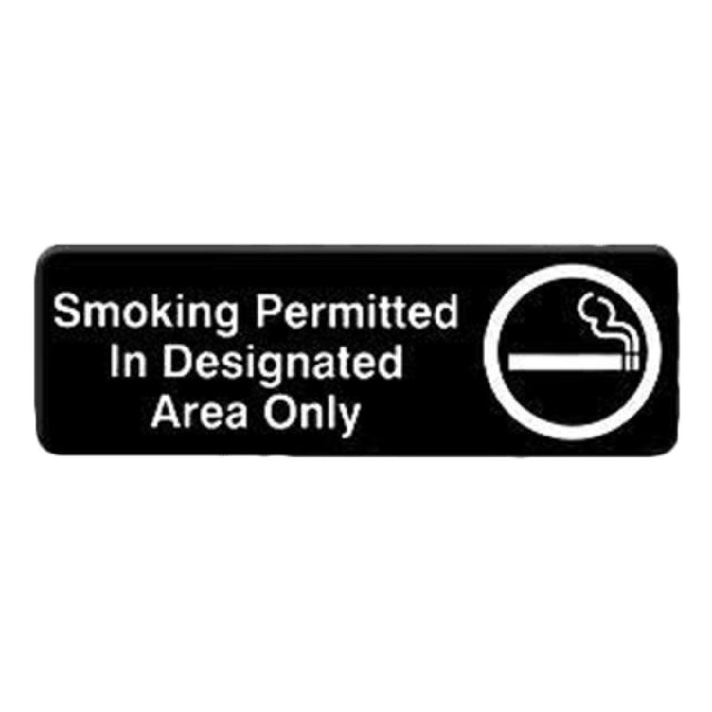 Thunder Group PLIS9327BK Information Symbol Sign 9" X 3" "Smoking Permitted In Designated Area Only"