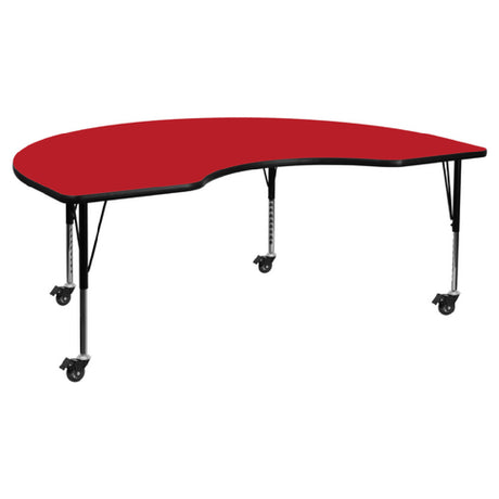 Flash Furniture XU-A4896-KIDNY-RED-H-P-CAS-GG Activity Table 96"W X 48"D X 17-1/2" To 25-1/2" Adjustable Height