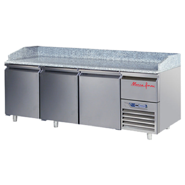 Marra Forni GPZ225 Refrigerated Pizza Prep Table Three-section 20.0 Cu. Ft. Capacity