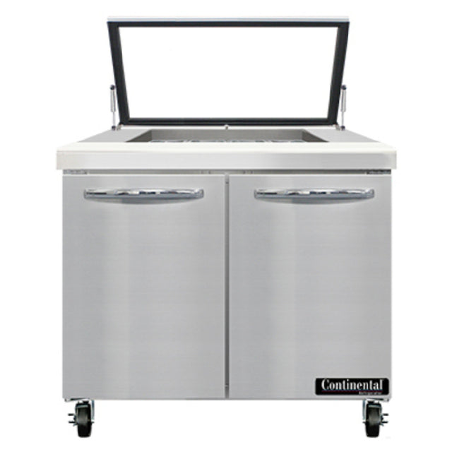 Continental Refrigerator SW36N12M-HGL Mighty Top Sandwich Unit With Hinged Glass Lid