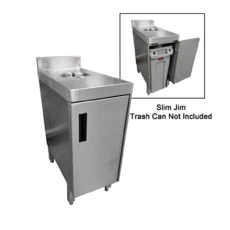 NBR Equipment TRC-1224 Trash Receptacle Cabinets 12"x24"x32-1/2" Open Bottom With Hinged Door