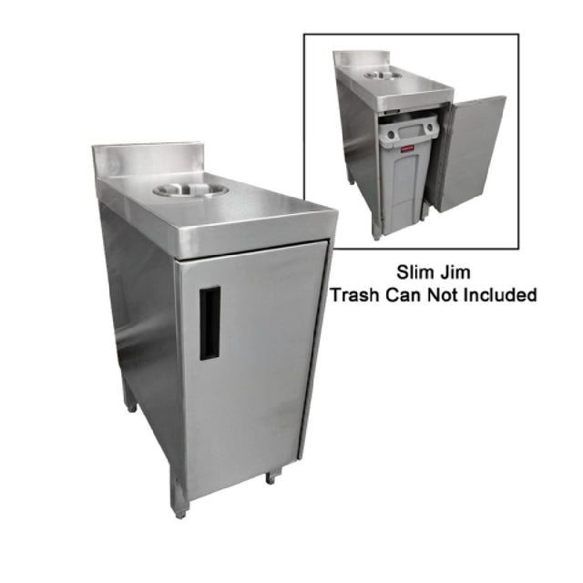 NBR Equipment TRC-1224 Trash Receptacle Cabinets 12"x24"x32-1/2" Open Bottom With Hinged Door