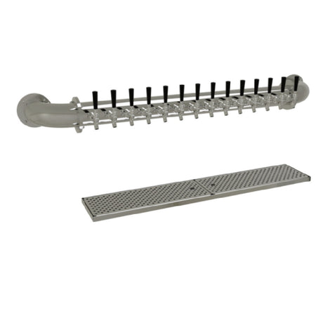 Glastender PW-14-MF Pipe Wall Draft Dispensing Tower Wall Mount (14) Stainless Steel Faucets (handles Not Included)