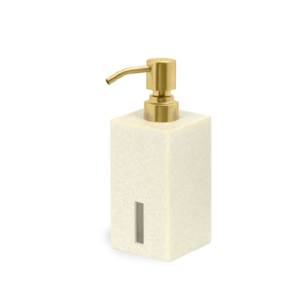 FOH RSP033GYR12 10oz Morocco Pump Stone With Matte Brass Top Includes One RSP004GYR12-BTM 10oz Morocco Soap Pump Base Stone