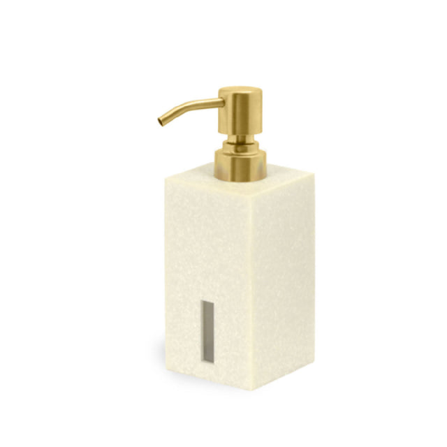 FOH RSP033GYR12 10oz Morocco Pump Stone With Matte Brass Top Includes One RSP004GYR12-BTM 10oz Morocco Soap Pump Base Stone