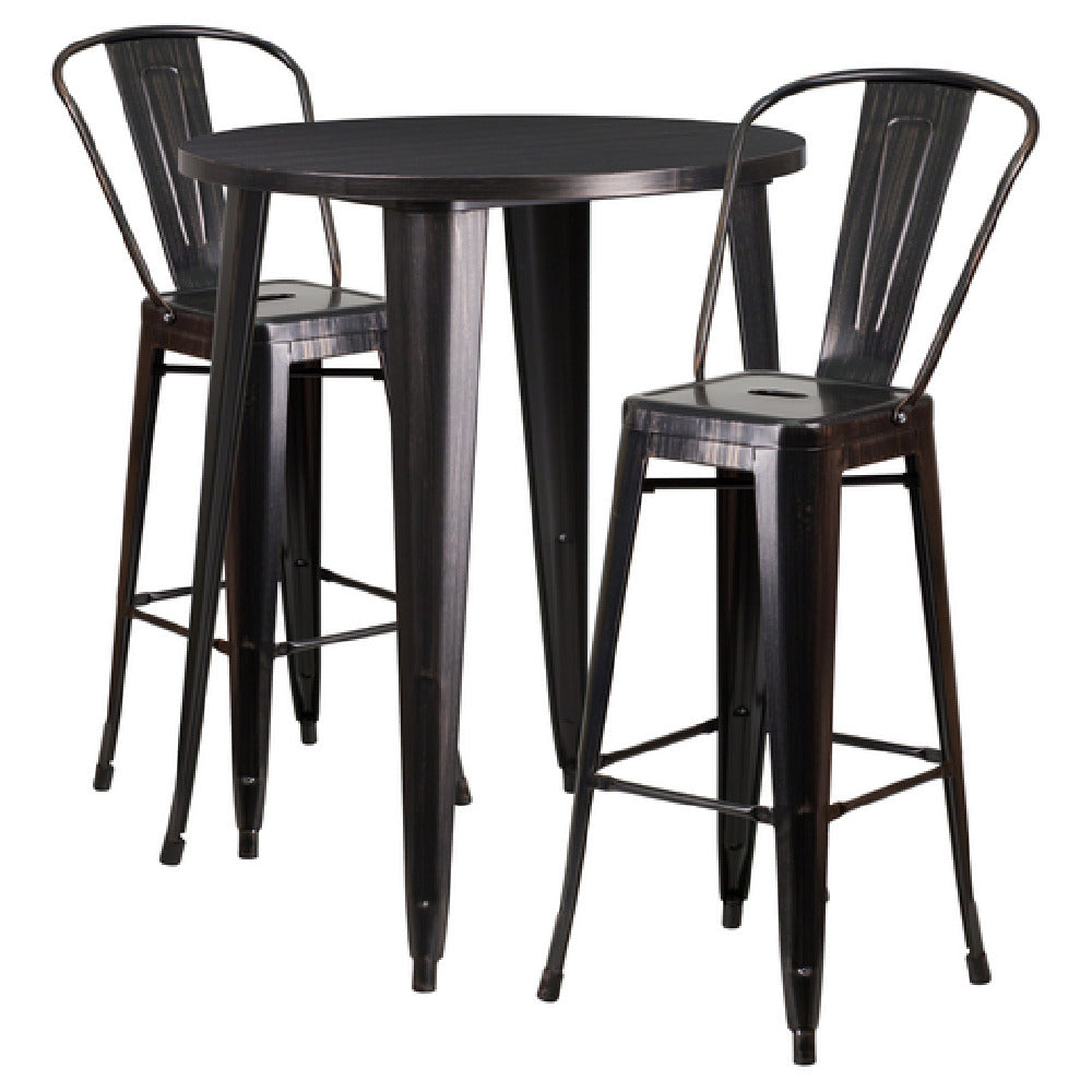 Flash Furniture CH-51090BH-2-30CAFE-BQ-GG Table And Bar Stool Set Includes (1) 30" Dia. X 41"H Table