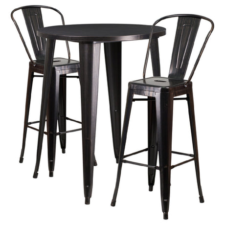 Flash Furniture CH-51090BH-2-30CAFE-BQ-GG Table And Bar Stool Set Includes (1) 30" Dia. X 41"H Table