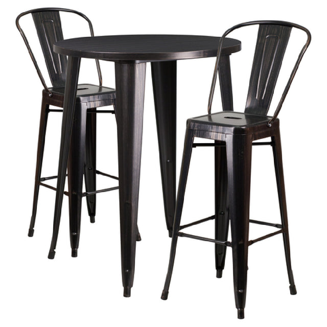 Flash Furniture CH-51090BH-2-30CAFE-BQ-GG Table And Bar Stool Set Includes (1) 30" Dia. X 41"H Table