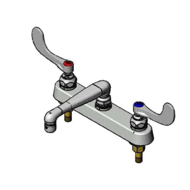 T&S Brass B-1120-0CS6-WH4 Workboard Faucet Deck Mount With 8" Centers Quarter-turn Eterna Cartridges With Spring Checks