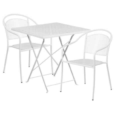 Flash Furniture CO-28SQF-03CHR2-WH-GG Patio Table Set Includes (1) Folding Table: 28"W X 28"D X 28-1/4"H