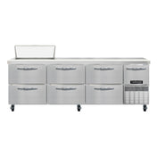 Continental Refrigerator RA93N8-D Refrigerated Base Sandwich Unit 93"W 300 Series Stainless Steel Top With (8) 1/6 Size X 4" Deep Pans