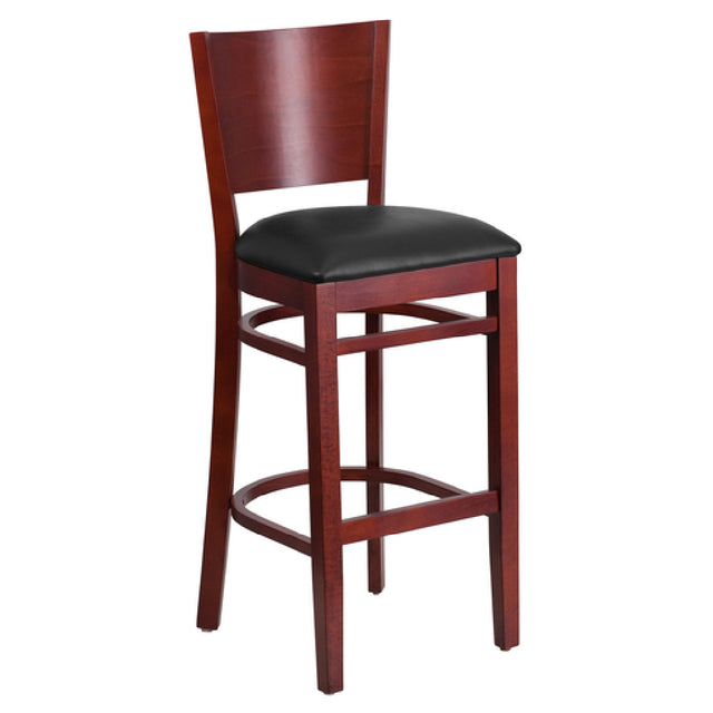 Flash Furniture XU-DG-W0094BAR-MAH-BLKV-GG Lacey Series Restaurant Bar Stool Solid Wood Back