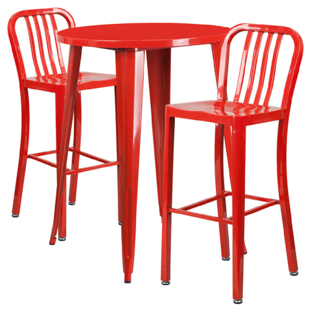 Flash Furniture CH-51090BH-2-30VRT-RED-GG Table And Bar Stool Set Includes (1) 30" Dia. X 41"H Table