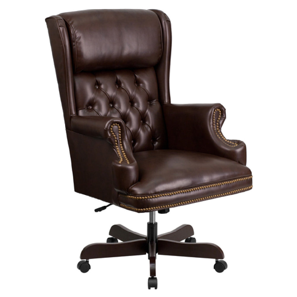 Flash Furniture CI-J600-BRN-GG Traditional Executive Swivel Office Chair 47-3/4" To 51" Adjustable Height