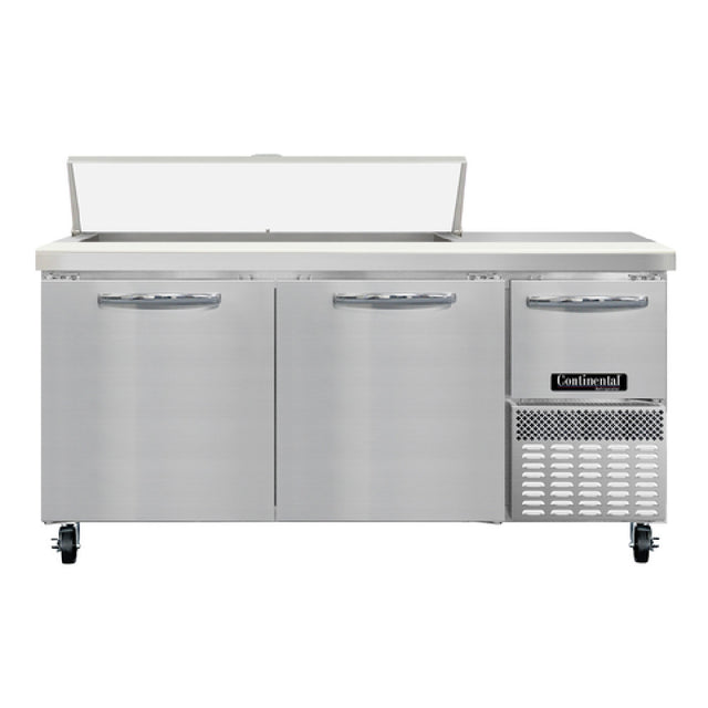 Continental Refrigerator RA68N12 Refrigerated Base Sandwich Unit 68"W 300 Series Stainless Steel Top With (12) 1/6 Size X 4" Deep Pans