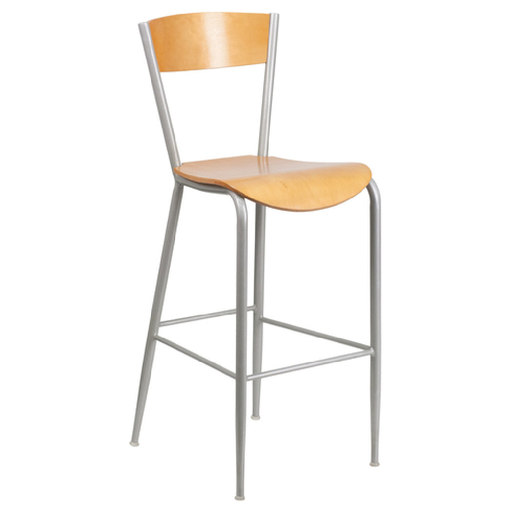 Flash Furniture XU-DG-60218-NAT-GG Invincible Series Restaurant Bar Stool Natural Finish Solid Plywood Back