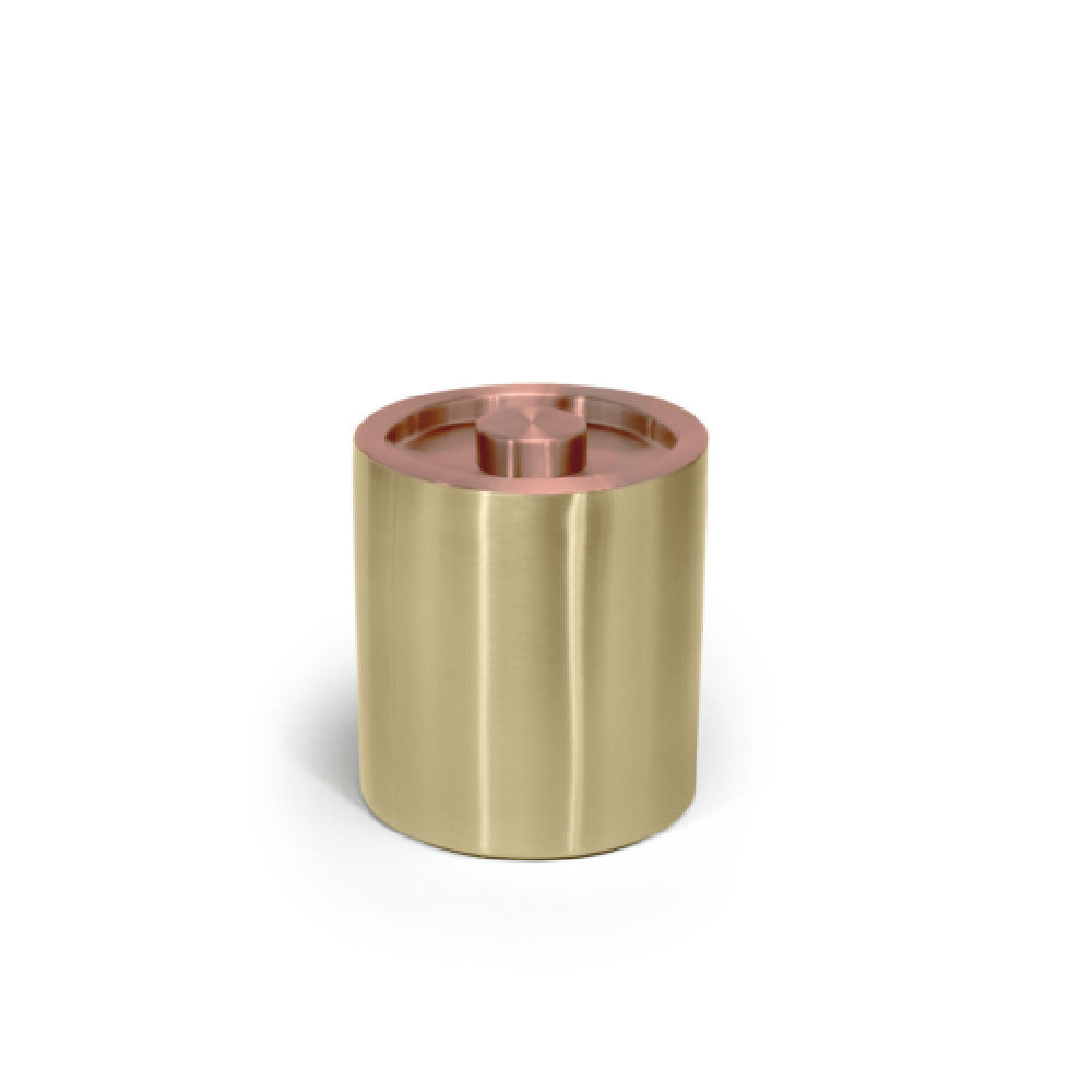 FOH RIB077GOS21 2qt Round Stainless Ice Bucket Matte Brass With Rose Gold Lid